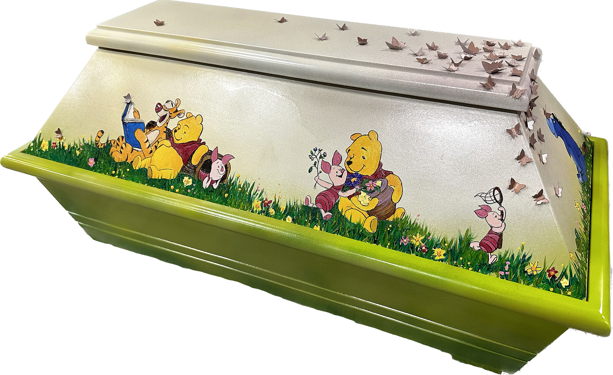 Kindersarg im handgemalten Winnie Pooh Design